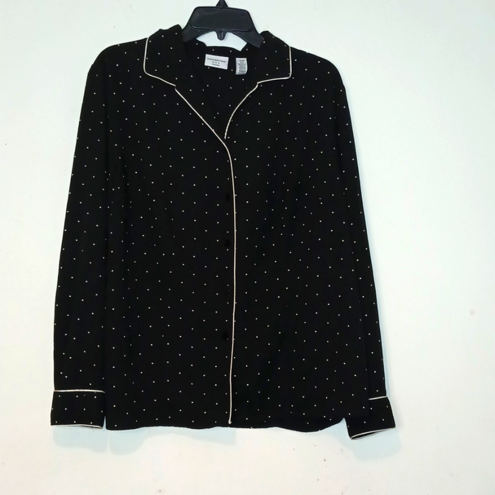 Covington woman polka dot button down long‎ sleeve shirt 16W